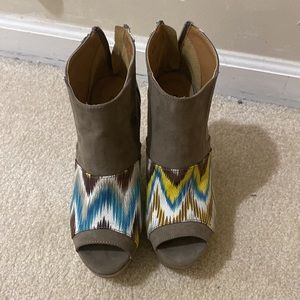Charlotte Russe platform booties Aztec print